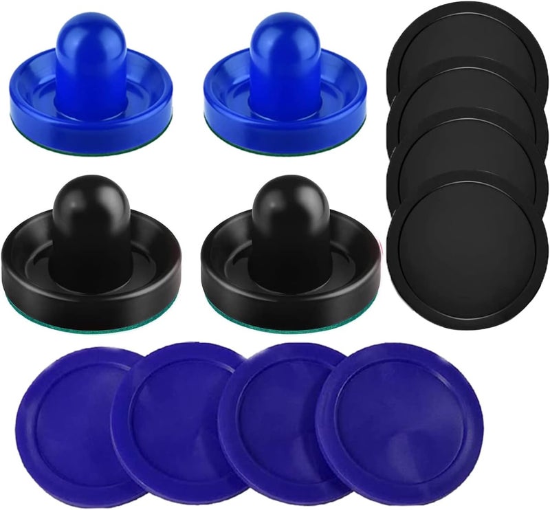 Inscool Air Hockey Pushers and Pucks - Air Hockey Paddles and Goal Handles Replacement Accessories for Game Tables (4 Pushers, 8 Pucks) - Image 1
